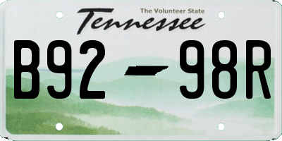 TN license plate B9298R