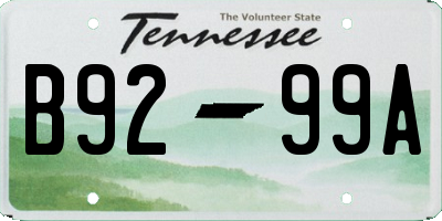 TN license plate B9299A
