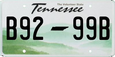 TN license plate B9299B