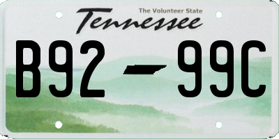 TN license plate B9299C