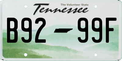 TN license plate B9299F