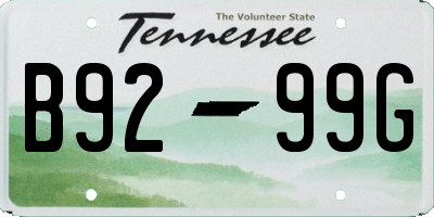 TN license plate B9299G
