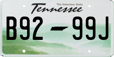 TN license plate B9299J
