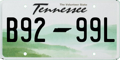 TN license plate B9299L