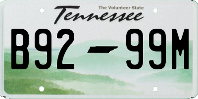 TN license plate B9299M