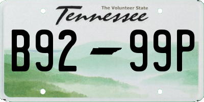 TN license plate B9299P