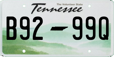 TN license plate B9299Q