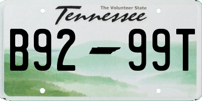 TN license plate B9299T