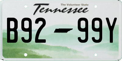TN license plate B9299Y