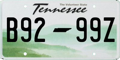 TN license plate B9299Z