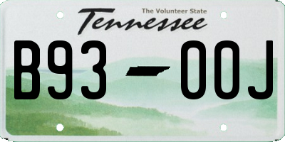TN license plate B9300J