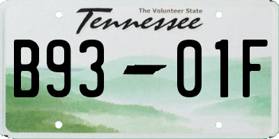 TN license plate B9301F