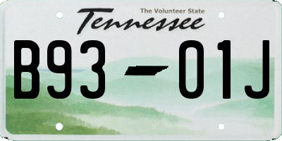 TN license plate B9301J