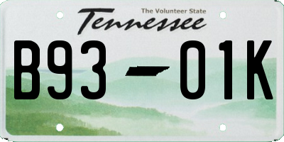 TN license plate B9301K