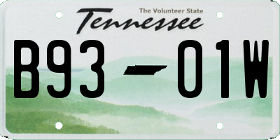 TN license plate B9301W