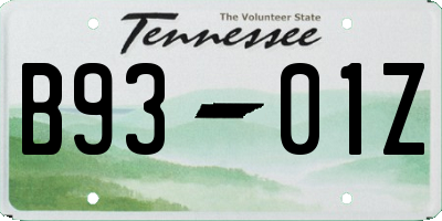 TN license plate B9301Z