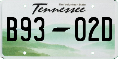 TN license plate B9302D