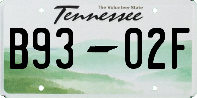 TN license plate B9302F