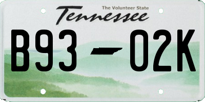 TN license plate B9302K