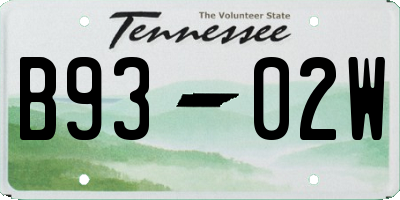 TN license plate B9302W
