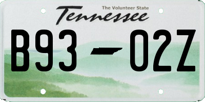 TN license plate B9302Z