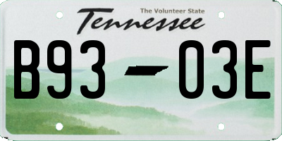 TN license plate B9303E
