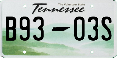 TN license plate B9303S