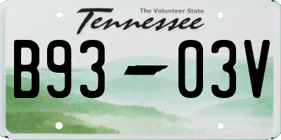 TN license plate B9303V