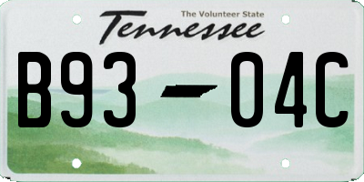 TN license plate B9304C