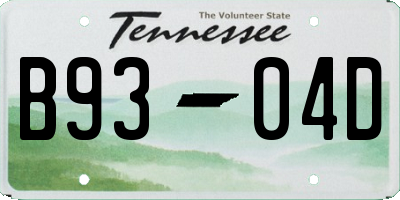 TN license plate B9304D