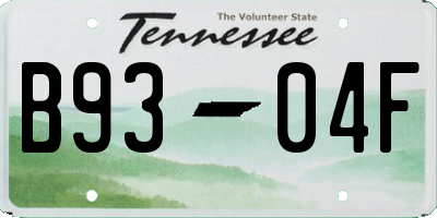 TN license plate B9304F