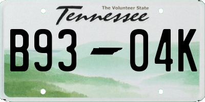 TN license plate B9304K