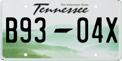 TN license plate B9304X