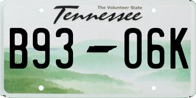 TN license plate B9306K