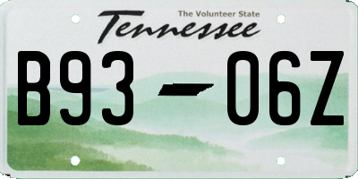 TN license plate B9306Z