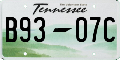 TN license plate B9307C