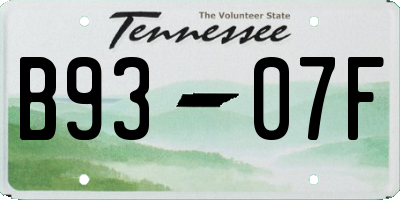 TN license plate B9307F