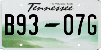 TN license plate B9307G