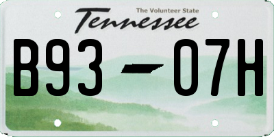 TN license plate B9307H