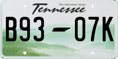 TN license plate B9307K