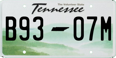 TN license plate B9307M