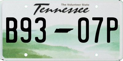 TN license plate B9307P