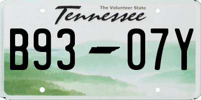 TN license plate B9307Y