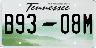 TN license plate B9308M