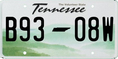 TN license plate B9308W