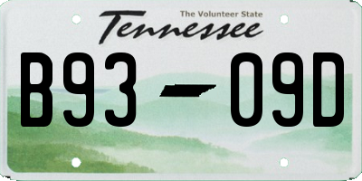 TN license plate B9309D