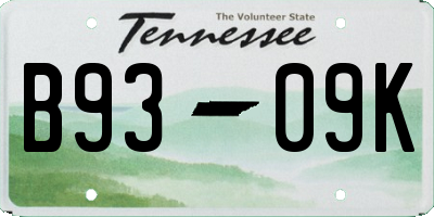 TN license plate B9309K
