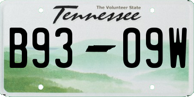 TN license plate B9309W