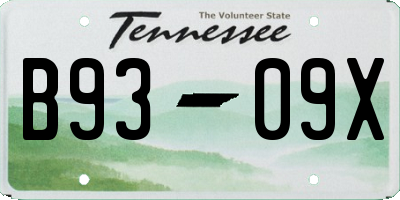 TN license plate B9309X