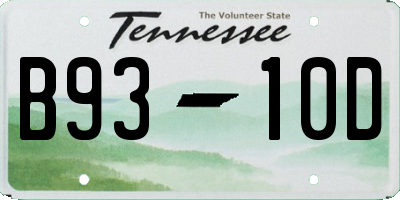 TN license plate B9310D